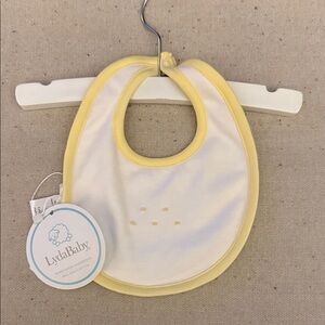 White Bib with Yellow Trim - Soft Pima Cotton Baby Bib